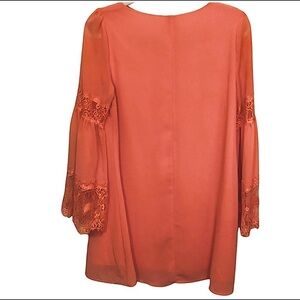 Entro Flowy Coral Lacey Sleeve Mini Dress Size small